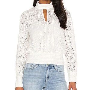 Frame Eyelet Blouse Women’s Medium Party Top in Off White Bohemian